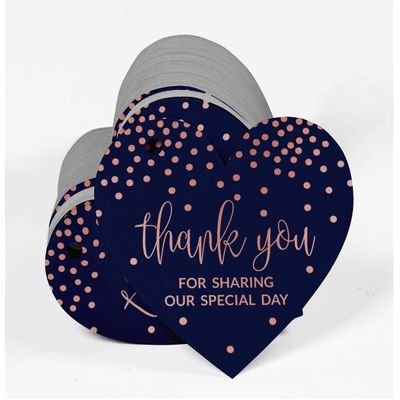Etiquetas em Papel Metalizado Obrigado por Partilhar Nosso Dia Especial Lembrancinhas- Chá Noiva/Chá Bebê/Apos./Casamento/Aniv. - Inkdotpot 100 Etiquetas Metalizadas / Azul - Ouro Rosé