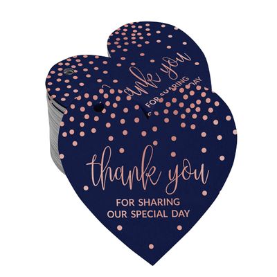 Etiquetas em Papel Metalizado Obrigado por Partilhar Nosso Dia Especial Lembrancinhas- Chá Noiva/Chá Bebê/Apos./Casamento/Aniv. - Inkdotpot 100 Etiquetas Metalizadas / Azul - Ouro Rosé