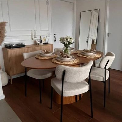 Mesa De Jantar Cone Oval 198x122 Cm Madeira Freijó, Estilo E Qualidade
