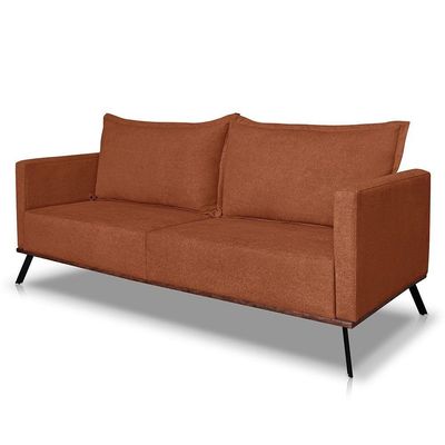 Sofá Living 2 Lugares 1,80m Atlantis Bouclê Pés De Ferro - Pallazio Cor Terracota