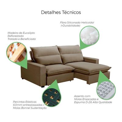 Sofá Retrátil E Reclinável 2 Lugares 2,10m Andreza Veludo Lansofbr Capuccino