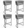 Kit 04 Banquetas Alta Com Encosto Betina Base Preto Poliéster Cinza - Nexta Casa