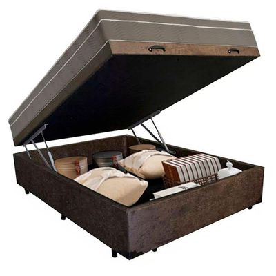 Cama Box Baú Casal Suede + Colchão Sereneprime Molas Ensacadas 138x188x69 Marrom