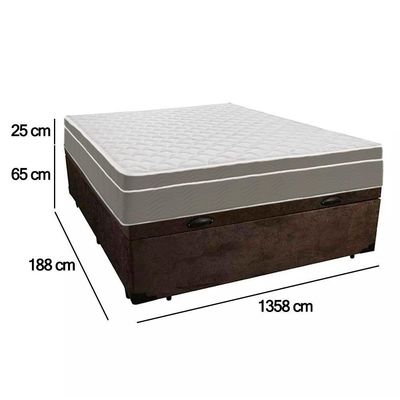 Cama Box Baú Casal Suede + Colchão Sereneprime Molas Ensacadas 138x188x69 Marrom