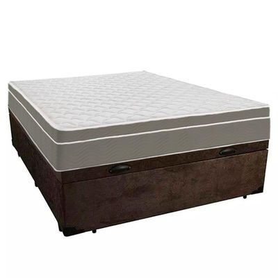 Cama Box Baú Casal Suede + Colchão Sereneprime Molas Ensacadas 138x188x69 Marrom