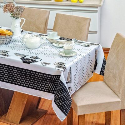 Toalha De Mesa Vilela Em Oxford Quadrada 1,40m X 1,40m 100% Poliéster - Café Da Manhã