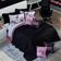 Kit Cobre Leito Colcha Queen Game Streamer Rosê Dupla Face Com Almofadas Estampadas 07 Peças