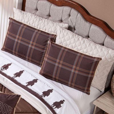 Jogo De Cama Lençol Solteiro Country Com Fronha Estampada 03 Peças - Tecido Percal 200 Fios Cor Marrom