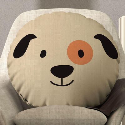 Almofada Estampada Avulsa Redonda Cheia Infantil Bichinhos 45cm X 45cm Com Enchimento De Silicone Estampa Cachorro
