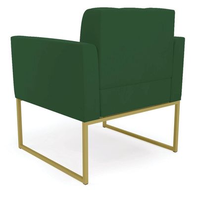 Kit 1 Sofá Namoradeira E 2 Poltronas Elisa Veludo Verde Base Metálica Industrial Dourado - D'rossi