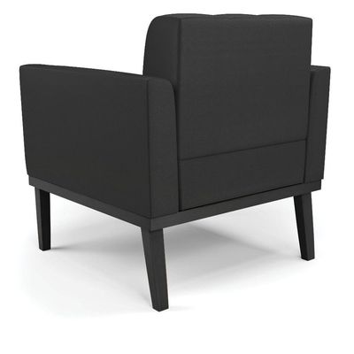 Sofá Namoradeira E Poltrona Base De Madeira Preto Elisa Corino D03 - D'rossi Cor Preto