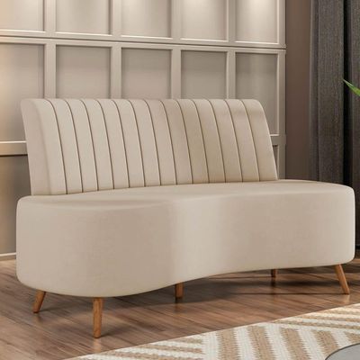 Sofá 2 Lugares Living 160cm Pé Palito Maraú Veludo K01 - D'rossi Cor Bege