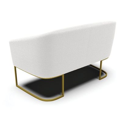 Sofá Namoradeira E Poltrona Base Industrial Dourado Stella Bouclê D03 - D'rossi Cor Off White