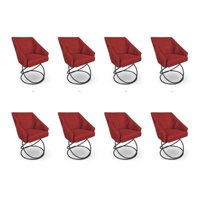 Kit 8 Poltronas Luxo Alana Suede Base Luxo Preto - Pallazio Cor Vermelho