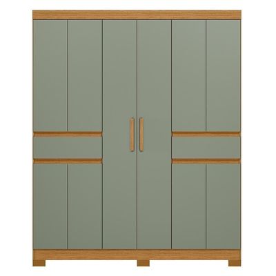 Guarda Roupa Solteiro Olímpia 10 Portas 2 Gavetas Cinamomo-sálvia - Móveis Albatroz Cinamomo-sálvia