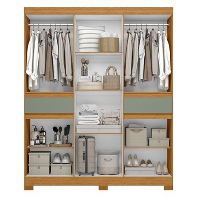 Guarda Roupa Solteiro Olímpia 10 Portas 2 Gavetas Cinamomo-sálvia - Móveis Albatroz Cinamomo-sálvia