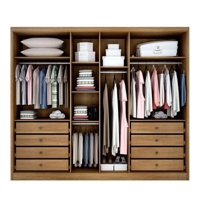 Guarda Roupa Casal 100% Mdf 6 Portas 8 Gavetas - Linea-cumaru - Móveis Horizonte