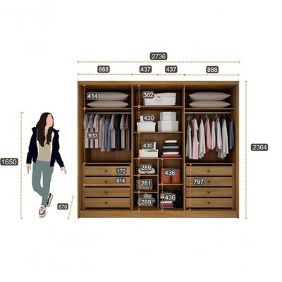 Guarda Roupa Casal 6 Portas 8 Gav - Himalaia Horizonte