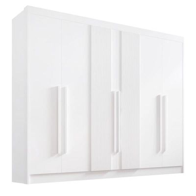 Guarda Roupa Casal 6 Portas 7 Gav Athos Ripado-branco D'doro
