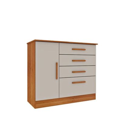 Cômoda Para Quarto Com Sapateira 4 Gavetas - Chicago-cinamomo-off White - Tcil Móveis