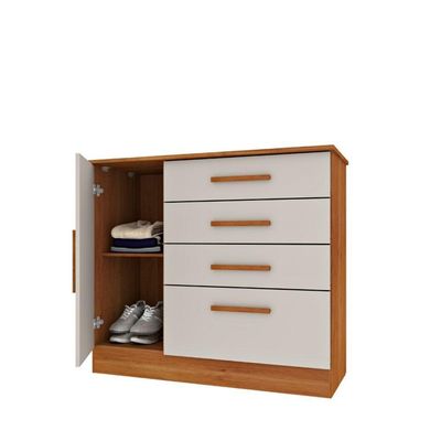 Cômoda Para Quarto Com Sapateira 4 Gavetas - Chicago-cinamomo-off White - Tcil Móveis