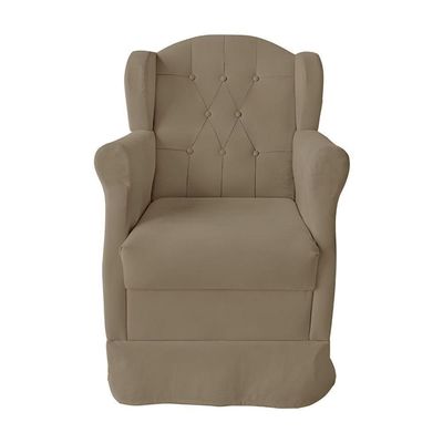 Kit Poltrona Amamentação Com Puff Confortável Serena Suede Bege Escuro