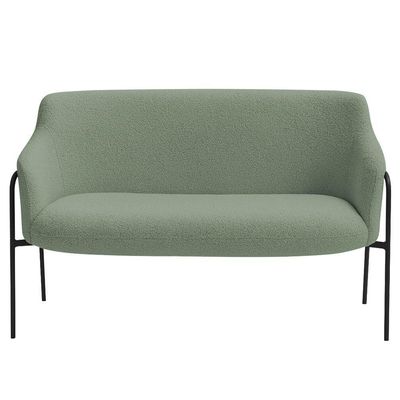 Sofá Namoradeira 02 Lugares 130cm Jade Base Preto Bouclé Verde Claro - Nexta Casa