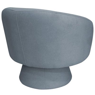 Poltrona Decorativa Giratória Com Puff Liz Bouclé Azul Claro - Nexta Casa