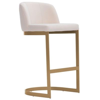 Banqueta Alta Cléo Base Aço Ouro Fosco Linho Cru - Nexta Casa