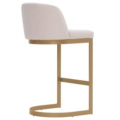 Banqueta Alta Cléo Base Aço Ouro Fosco Linho Cru - Nexta Casa