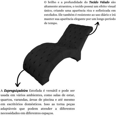 Recamier Divã Espreguiçadeira Para Sala E Cliníca Estética Antonella Veludo preto