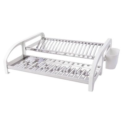 Escorredor 20 Pratos Aço Inox Tipo Cama Branco Domum