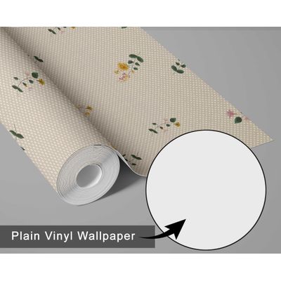 Papel de Parede Florestal Ornamental Bege Autoadesivo, Envelopamento Fácil para Quarto Estilo Fazenda, Sala, Armários, Ambientes - S4Sassy 63,5 cm (L) × 304,8 cm (C) / Bege - Vinil Liso