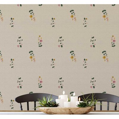 Papel de Parede Florestal Ornamental Bege Autoadesivo, Envelopamento Fácil para Quarto Estilo Fazenda, Sala, Armários, Ambientes - S4Sassy 63,5 cm (L) × 304,8 cm (C) / Bege - Vinil Liso