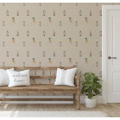 Papel de Parede Florestal Ornamental Bege Autoadesivo, Envelopamento Fácil para Quarto Estilo Fazenda, Sala, Armários, Ambientes - S4Sassy 63,5 cm (L) × 304,8 cm (C) / Bege - Vinil Liso