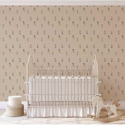 Papel de Parede Florestal Ornamental Bege Autoadesivo, Envelopamento Fácil para Quarto Estilo Fazenda, Sala, Armários, Ambientes - S4Sassy 63,5 cm (L) × 304,8 cm (C) / Bege - Vinil Liso