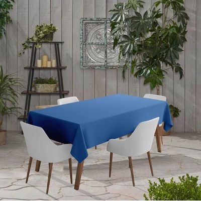Toalhas de Mesa Impermeáveis para Uso Interno/Externo, Capas de Primavera/Verão para Mesa Circular do Pátio/Churrasco/Piquenique - Vargottam 147,32 Cm (L) × 259 Cm (C) / Azul