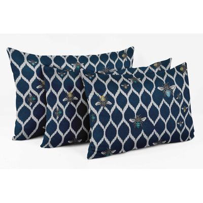 Capas de Almofada Decorativas de Luxo Estampadas com Tema Azul para Lombar - Vargottam 50,8 Cm × 30,48 Cm / Azul
