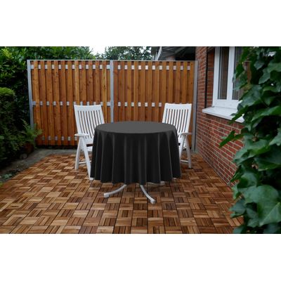 Toalha de Mesa Redonda 147 cm Interno/Externo com Furo para Guarda-Sol, Impermeável, Quintal/Churrasco Preta - Vargottam 147,32 Cm × 147,32 Cm – Com Furo Para Guarda-Sol / Preto