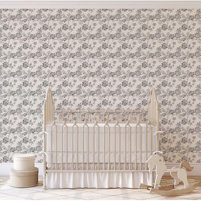 Papel Contact Removível Vinílico Autoadesivo Estampa Esboço de Rosa À Prova d'água para Paredes, Armários e Cômoda, Cinza - S4sassy 63,5 cm (L) × 914,4 cm (C) / Cinza - Vinil Texturizado
