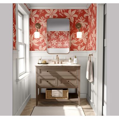 Papel de Parede Vinil Autoadesivo Folhas Retrô Chic Impermeável Removível Rosa para Quartos e Salas, Armários, Espaços Locados - S4Sassy 63,5 cm (L) × 304,8 cm (C) / Rosa - Vinil Texturizado