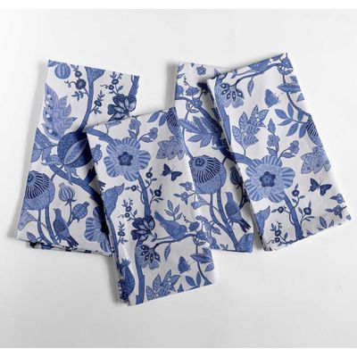 Guardanapos Canvas de Algodão Azuis, Conjunto de 12, 51 cm, Estampa de Folhas, Duráveis e Absorventes, Laváveis na Máquina - Vargottam 50,8 Cm × 50,8 Cm – Pacote Com 12 Peças / Azul