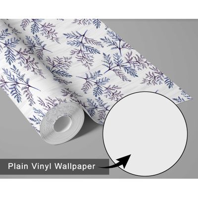 Papel de Parede Autoadesivo Vinílico Estampa Samambaia Botânica Azul Removível para Parede de Entrada, Solução Fácil de Decoração - S4sassy 63,5 cm (L) × 914,4 cm (C) / Azul - Vinil Liso