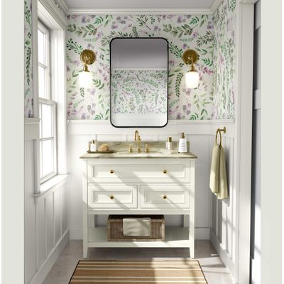 Papel de Parede Folhas Aquareladas Verde, Revestimento Botânico Vinílico Autoadesivo, Decoração DIY Fácil para Quarto e Sala - S4Sassy 63,5 cm (L) × 914,4 cm (C) / Verde - Vinil Liso