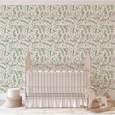 Papel de Parede Folhas Aquareladas Verde, Revestimento Botânico Vinílico Autoadesivo, Decoração DIY Fácil para Quarto e Sala - S4Sassy 63,5 cm (L) × 914,4 cm (C) / Verde - Vinil Liso