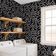 Papel de Parede Autoadesivo Decorativo Folhagem Plumada Vinílico Impermeável Preto Removível, para Inquilinos, Quarto e Jantar - S4Sassy 63,5 cm (L) × 304,8 cm (C) / Preto - Vinil Liso