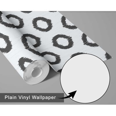 Papel de Parede Vinílico Autoadesivo Urban Chic Circle Ikat À Prova D'Água Cinza Removível para Quartos e Salas em Locação - S4Sassy 63,5 cm (L) × 152,4 cm (C) / Cinza - Vinil Texturizado