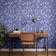 Papel de Parede Moderno Folhagem Tropical Azul, Vinil Autoadesivo, Aplicação Fácil DIY para Quarto, Armários e Ambientes - S4Sassy 63,5 cm (L) × 914,4 cm (C) / Azul - Vinil Liso