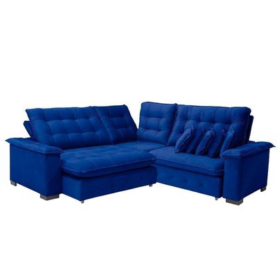Sofá Manchester 2.63x2.63m De Canto, Retrátil E Reclinável - Azul