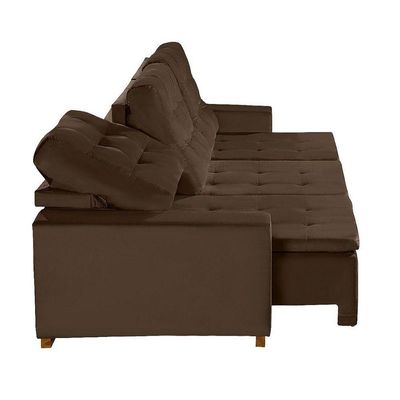 Sofá Modular 6 Lugares 3.05M Retrátil E Reclinável Marrom